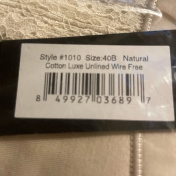 Curvy Couture Natural Cotton Luxe Unlined Wire Free Bra Style 1010 Sz 40B - Picture 4 of 4